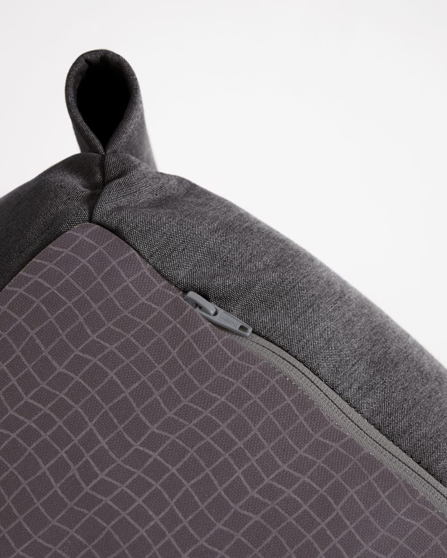Square modular 100% outdoor sofa pouffe in dark grey with black aluminium, 101 x 101 cm