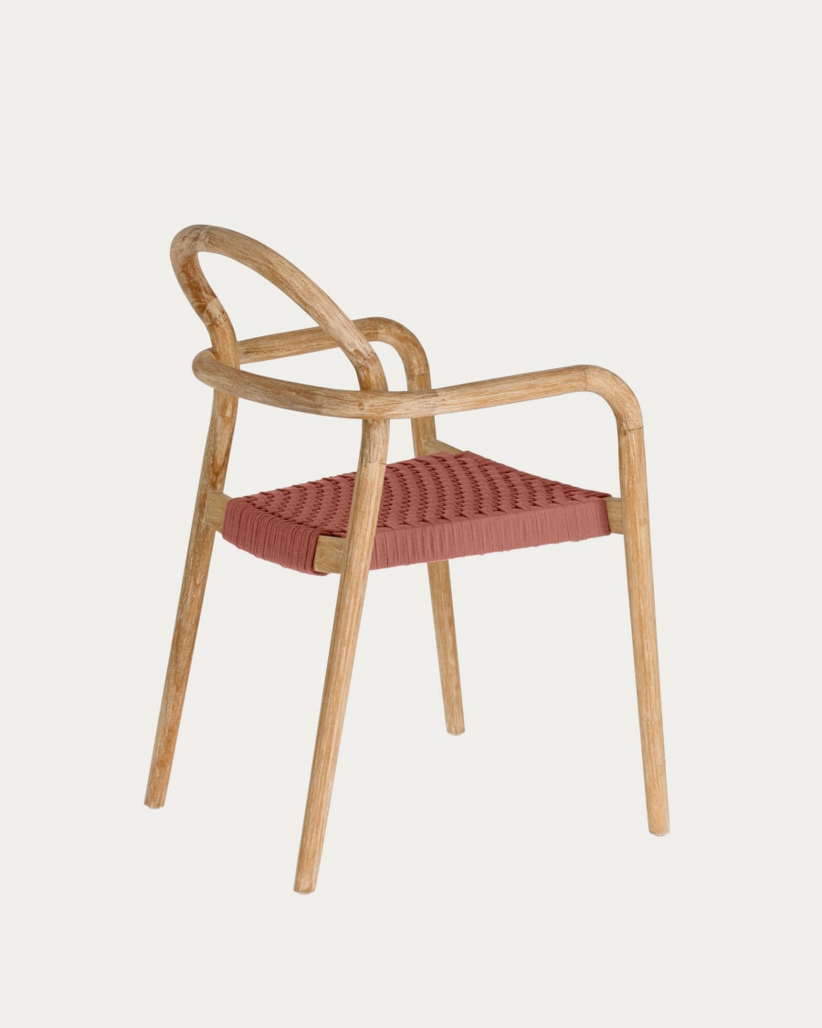 Sheryl stackable chair in solid eucalyptus and terracotta rope FSC 100%