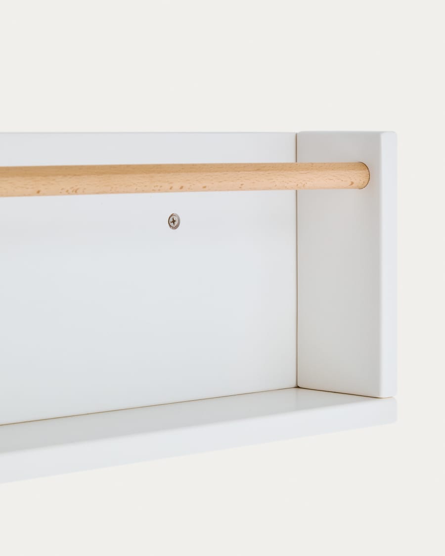 Shantal solid beech wood shelf in white finish, 64 x 20 cm