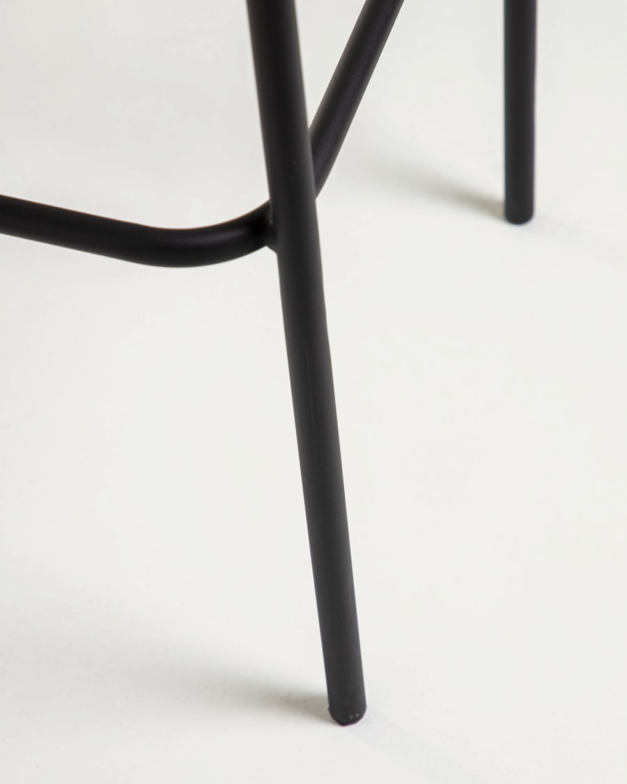 Lambton stackable stool in black rope and black finish steel, 74 cm