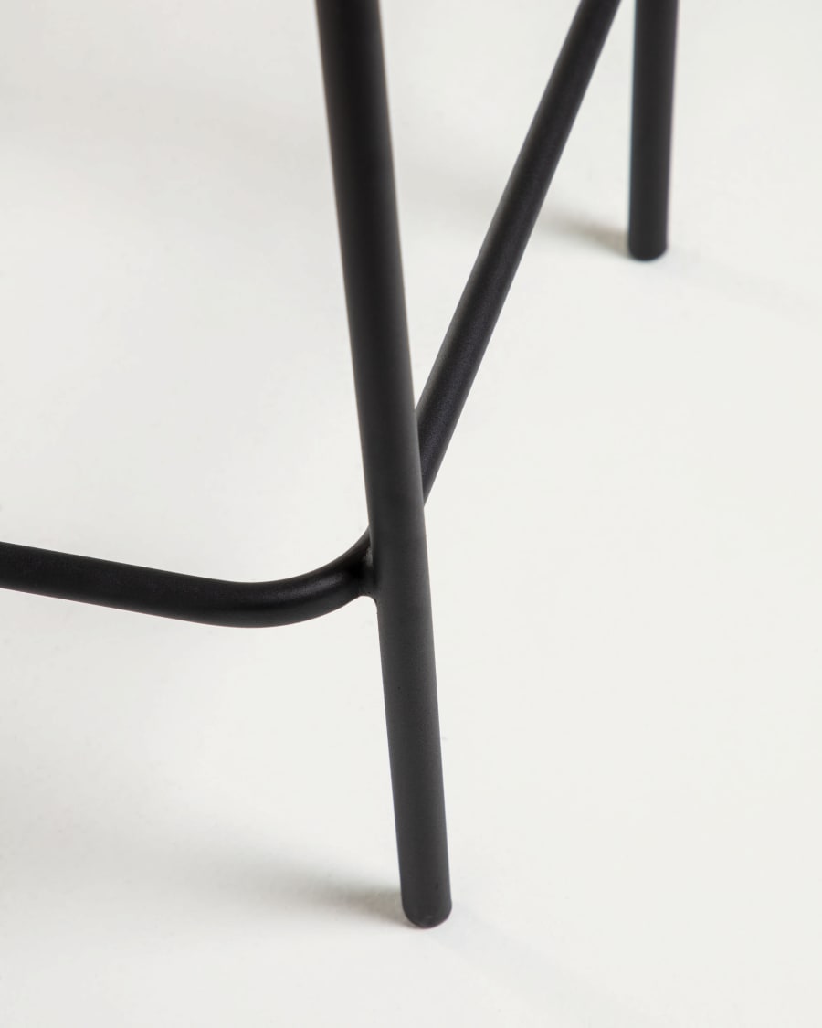 Lambton stackable stool in black rope and black finish steel, 62 cm