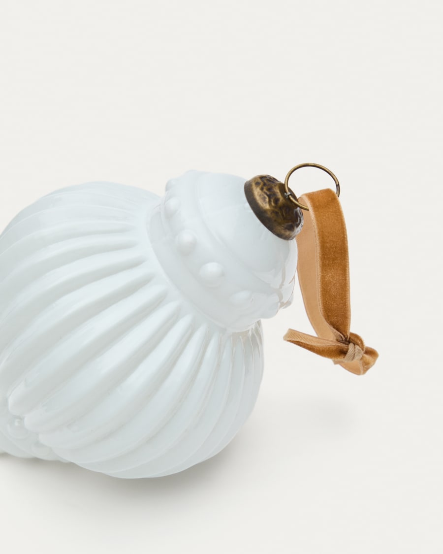 Set di 2 palline di Natale Irlo in vetro riciclato bianco Ø 13 cm