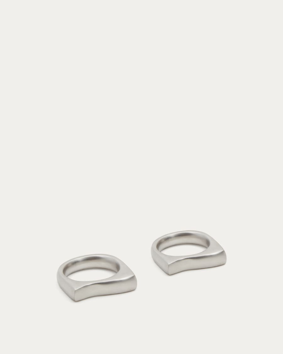 Aruc set of two semi-circular napkin rings in silver-plated stainless steel