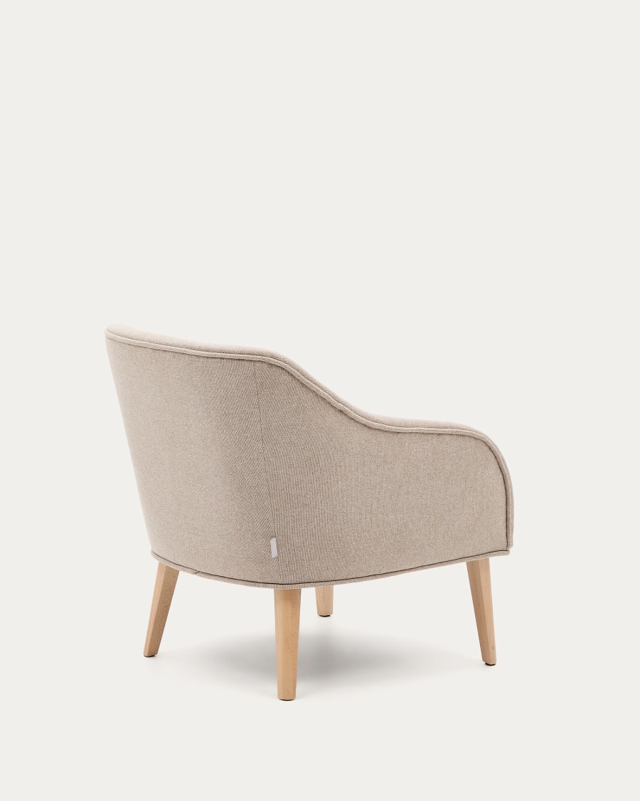 Sessel Bobly in Beige und massivem Buchenholz mit natürlichem Finish FSC Mix Credit