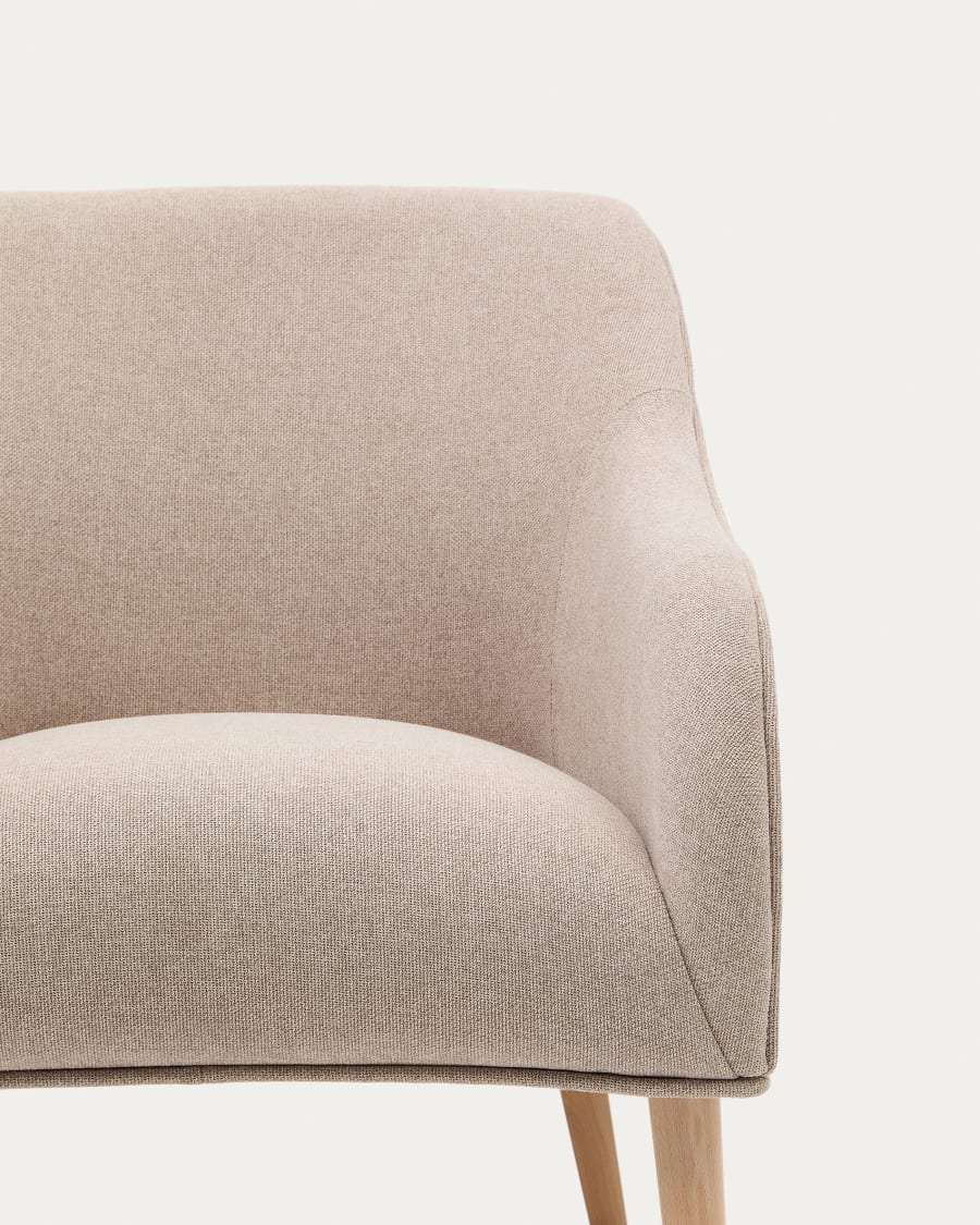 Sessel Bobly in Beige und massivem Buchenholz mit natürlichem Finish FSC Mix Credit