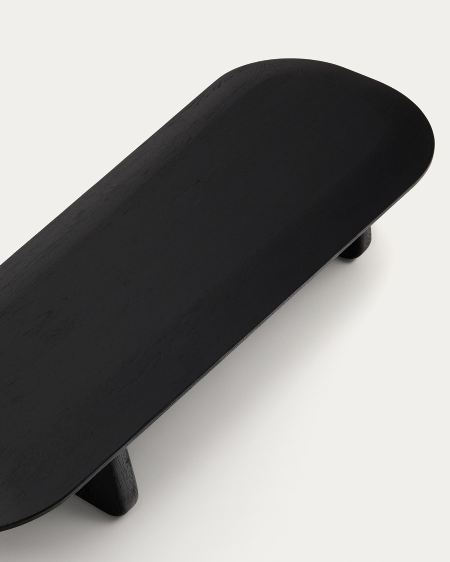 Pirita coffee table made from solid oak wood in a black finish, 146 x 56.5 cm FSC 100%