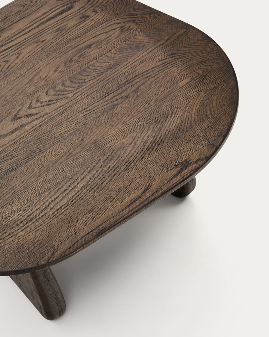Pirita side table made from solid oak wood in a dark finish, 70.6 x 70 cm FSC 100%