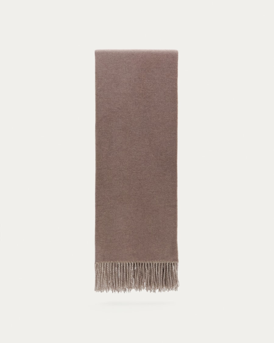 Daiara double-sided blanket blends a brown wool melange and beige, 170 x 130 cm