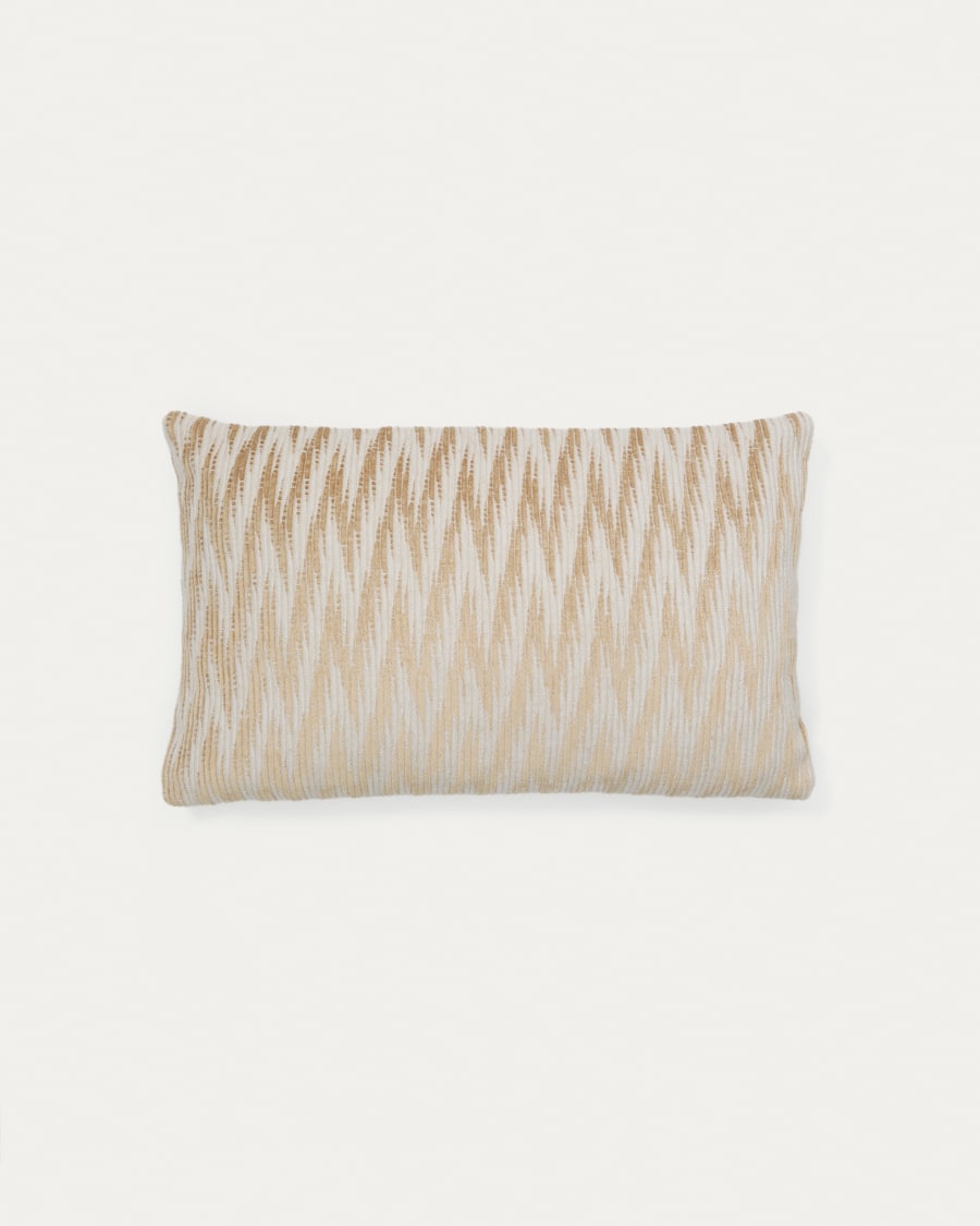 Sigato beige and ecru viscose and cotton, 50 x 30 cm