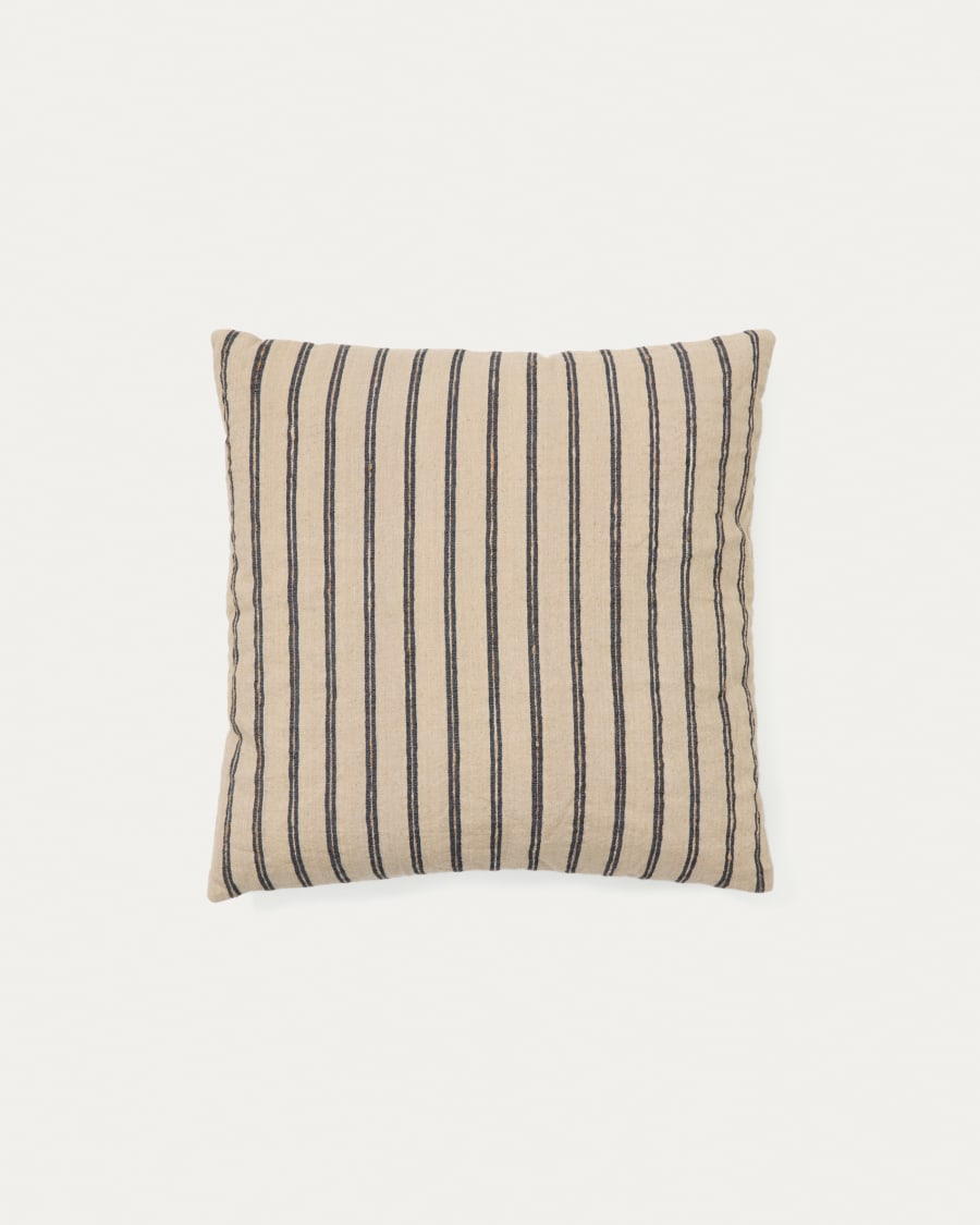 Caliu beige and grey striped silk and cotton, 45 x 45 cm