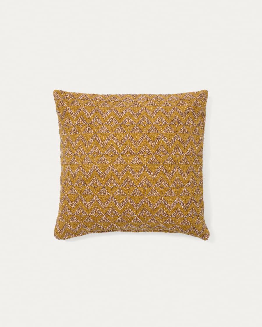 Magi mustard coloured jacquard cushion cover 45 x 45 cm Kave Home Italy