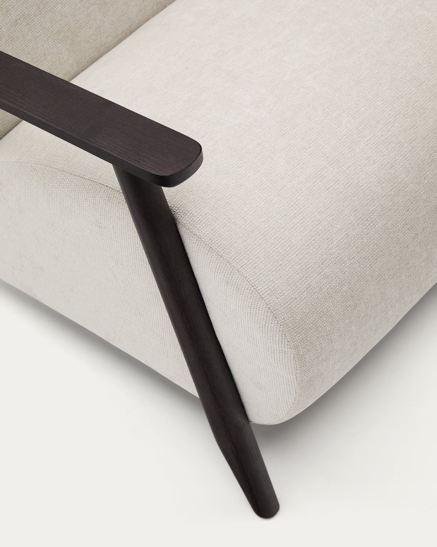 Meghan armchair in pearl chenille and with solid beech wood in a wenge finish FSC Mix Credit