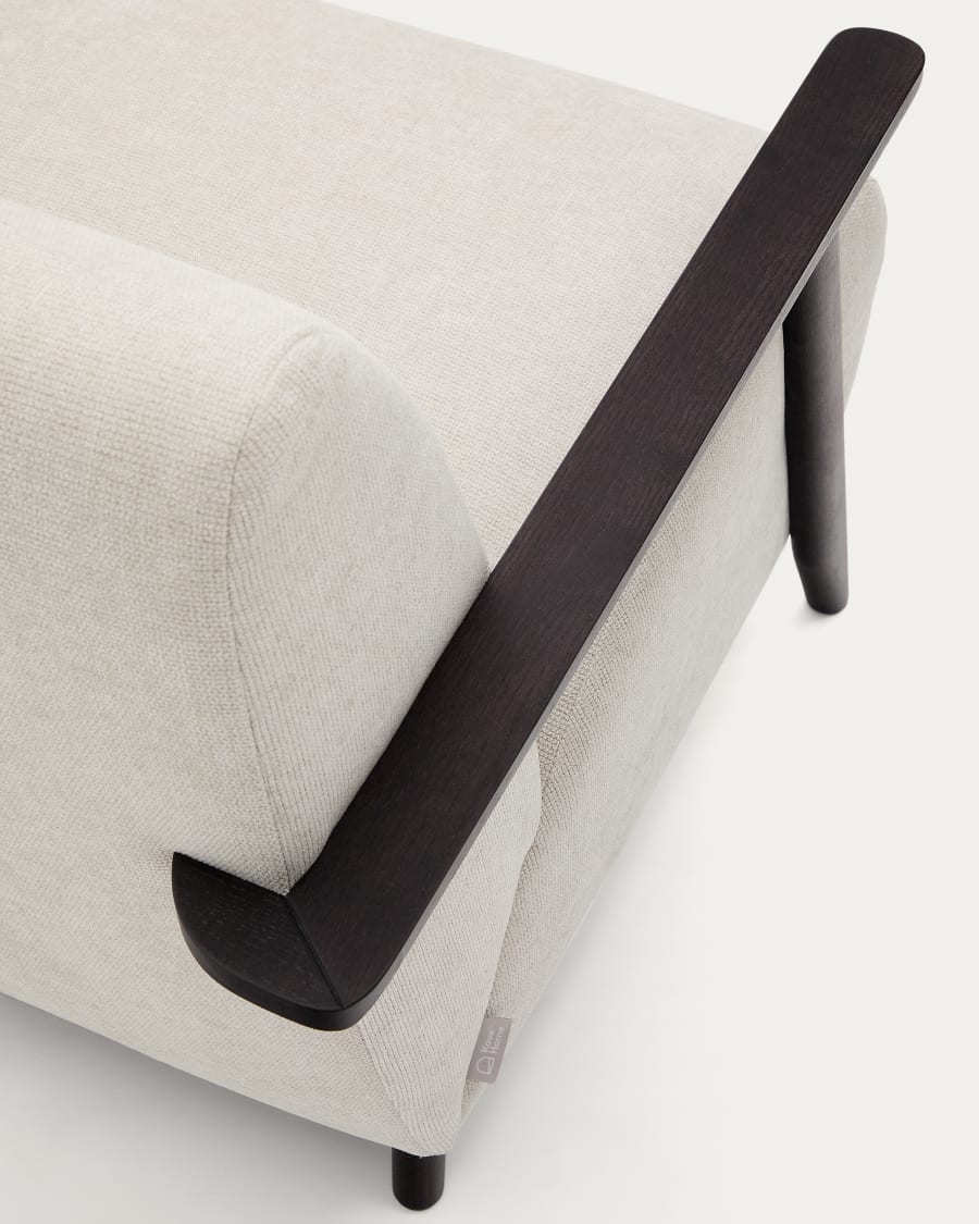 Meghan armchair in pearl chenille and with solid beech wood in a wenge finish FSC Mix Credit