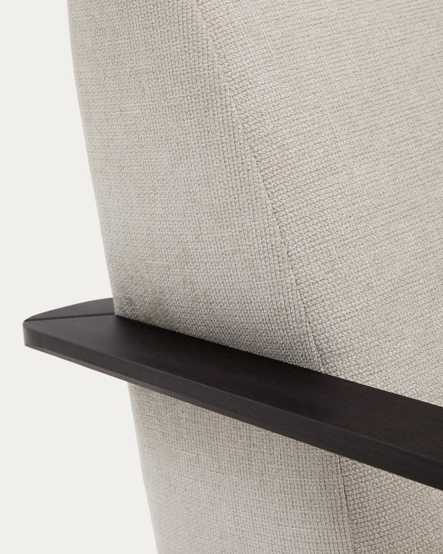 Meghan armchair in pearl chenille and with solid beech wood in a wenge finish FSC Mix Credit