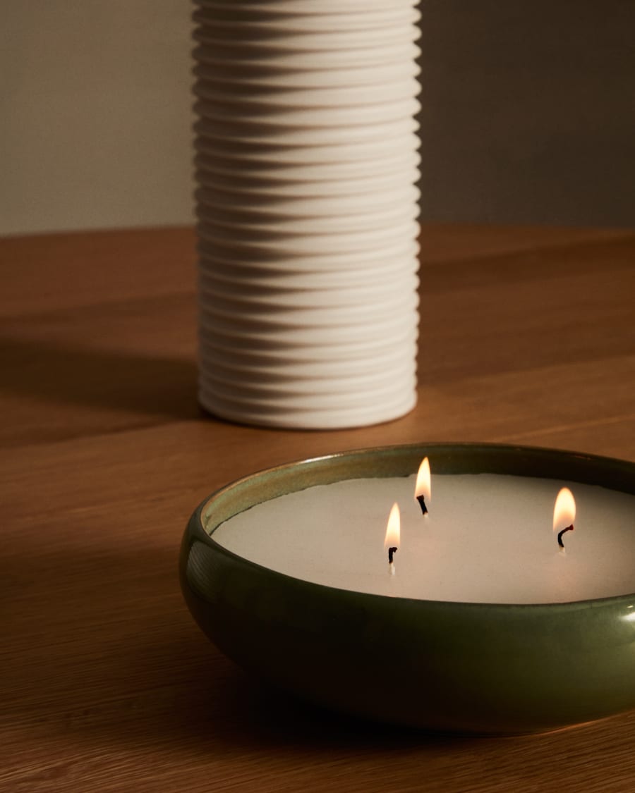 Sapira Ceramic Candle in Green Ø 21 cm