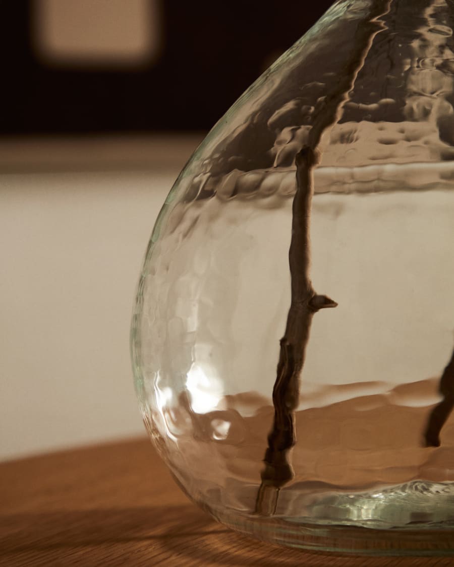 Serlina vase made of rattan and transparent recycled glass 37 cm