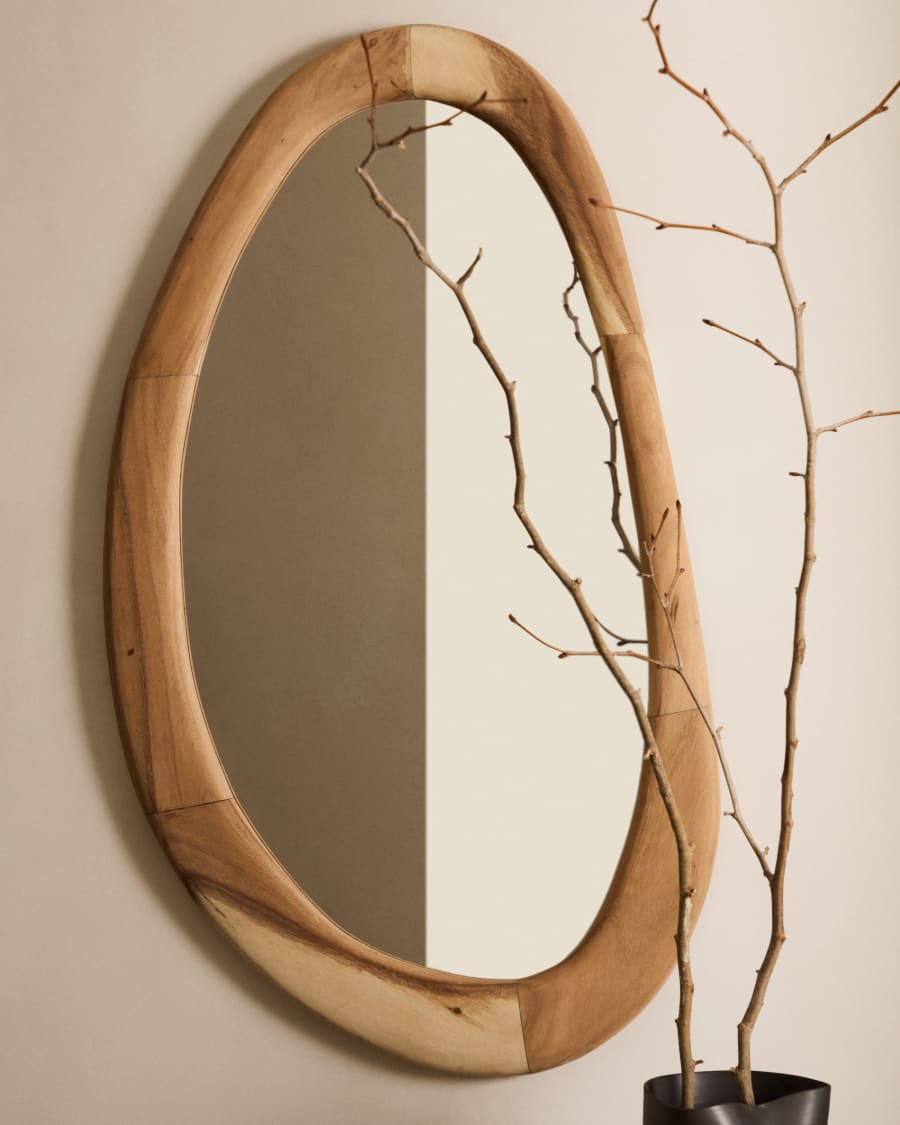 Selem mungur wood mirror with natural finish 60 x 107 cm