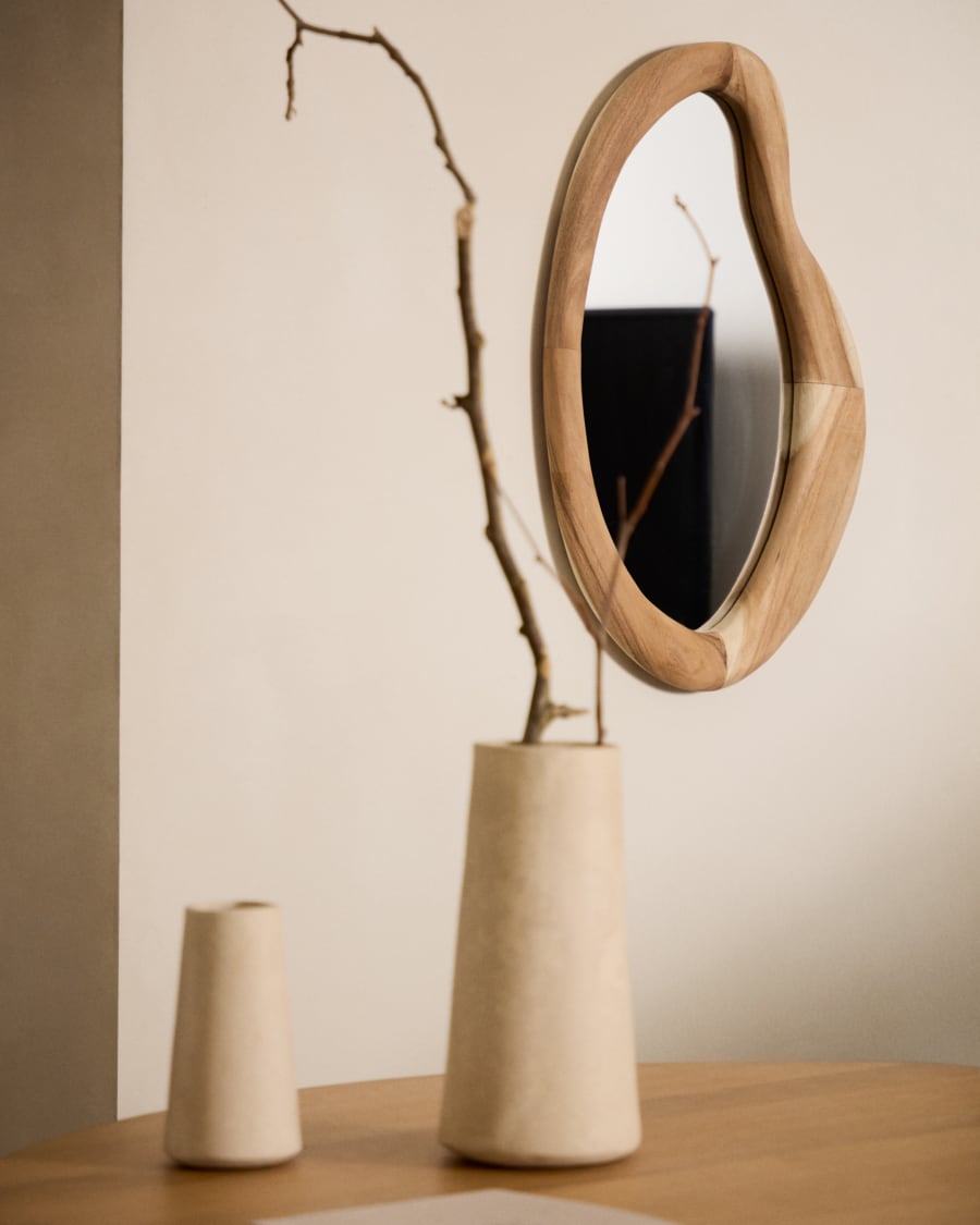 Selem mungur wood mirror with natural finish 68 x 44 cm