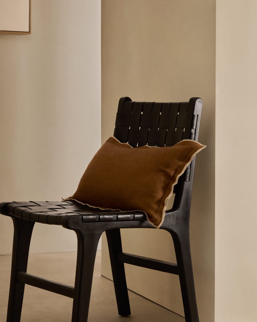 Sagi beige and brown linen cushion cover 30 x 50 cm