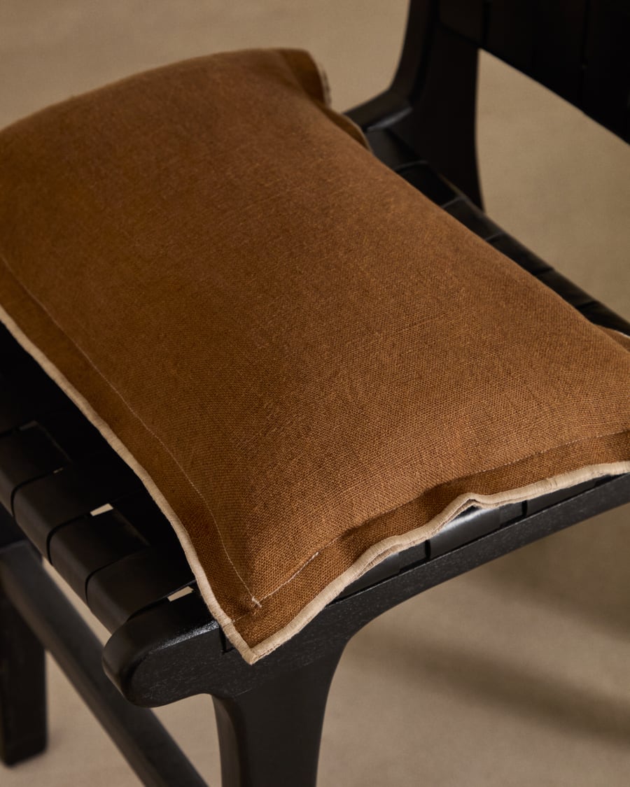 Sagi beige and brown linen cushion cover 30 x 50 cm