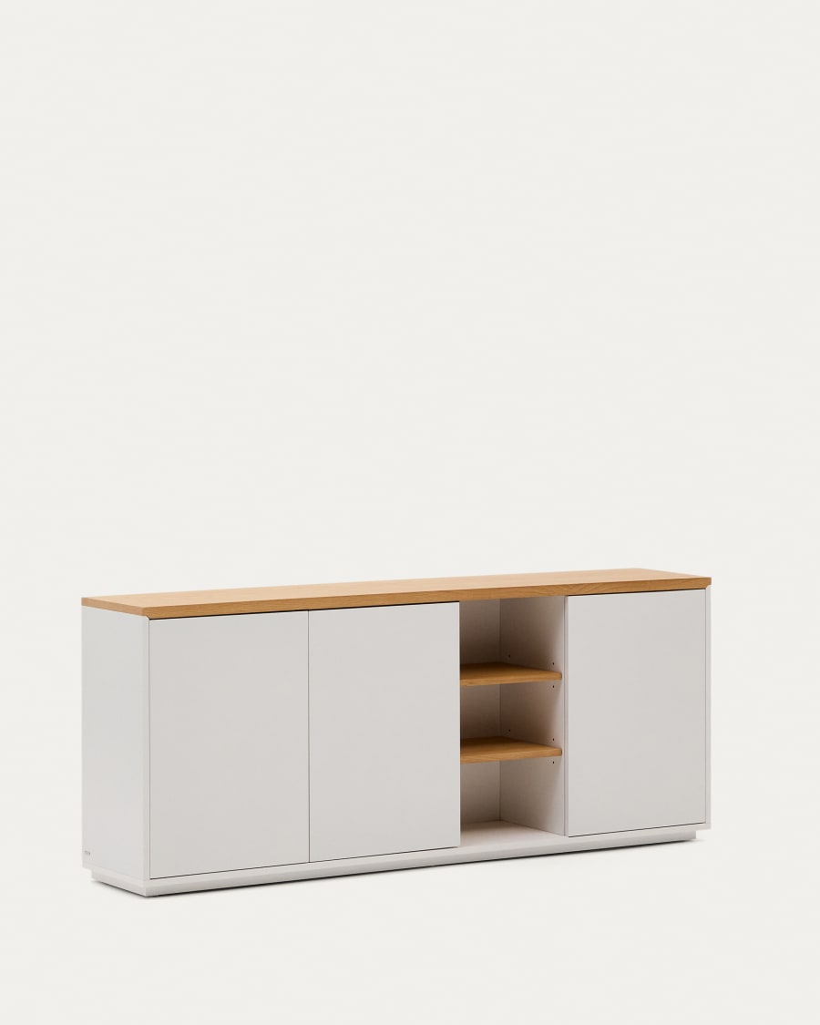 Abilen oak wood veneer 3 door sideboard with white lacquer, 180 x 75 cm FSC 100%