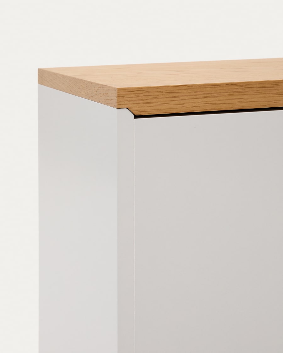 Abilen oak wood veneer 3 door sideboard with white lacquer, 180 x 75 cm FSC 100%