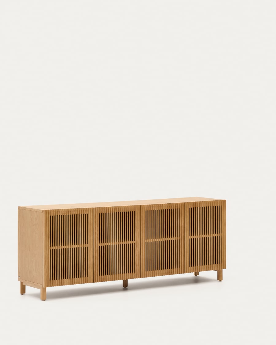 Beyla solid oak and oak veneer 4 door sideboard 180 x 71.5 cm FSC 100%