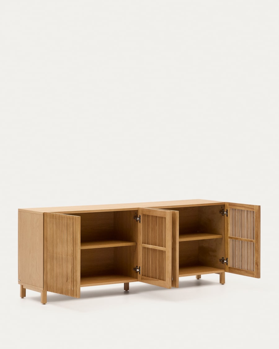 Beyla solid oak and oak veneer 4 door sideboard 180 x 71.5 cm FSC 100%