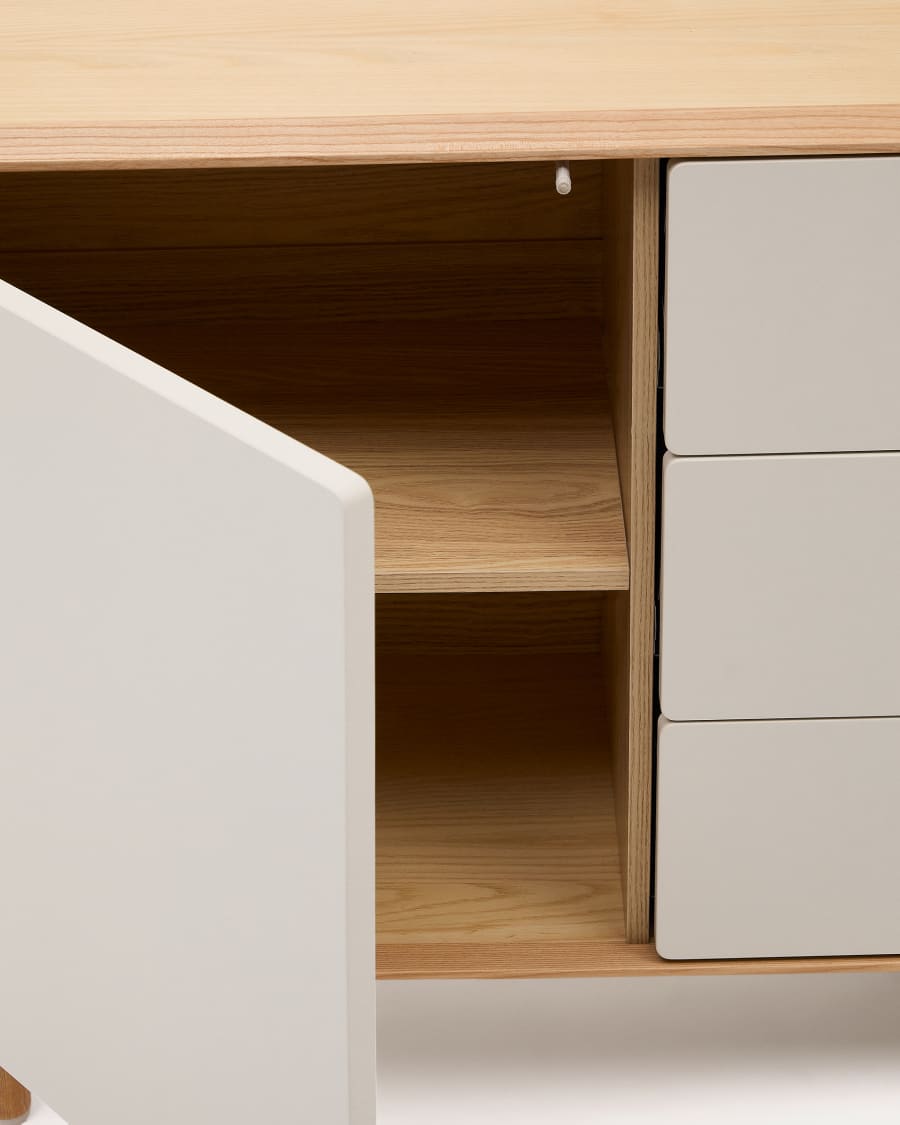 Anielle solid ash & ash veneer sideboard with 1 door and 3 drawers, 150 x 78 cm