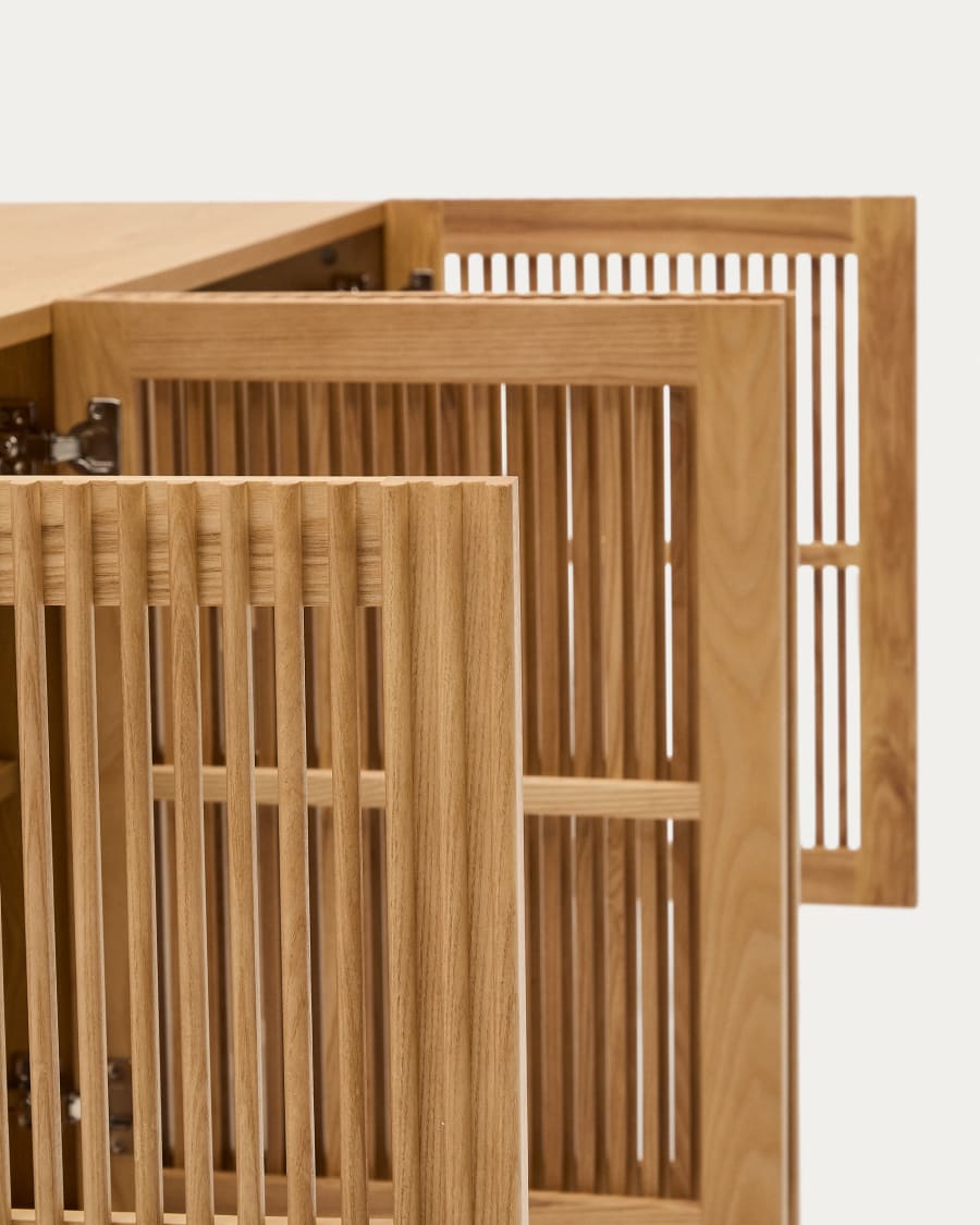 Beyla solid oak and oak veneer 4 door sideboard 180 x 71.5 cm FSC 100%