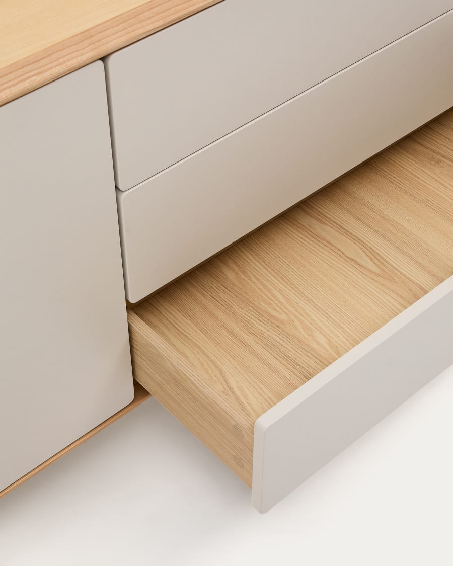 Anielle solid ash & ash veneer sideboard with 1 door and 3 drawers, 150 x 78 cm