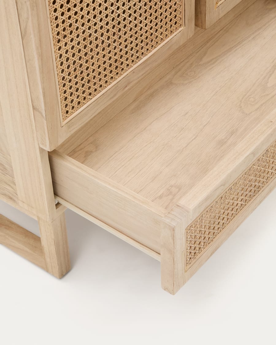 Rexit solid mindi wood and veneer wardrobe with rattan 90 x 160 cm