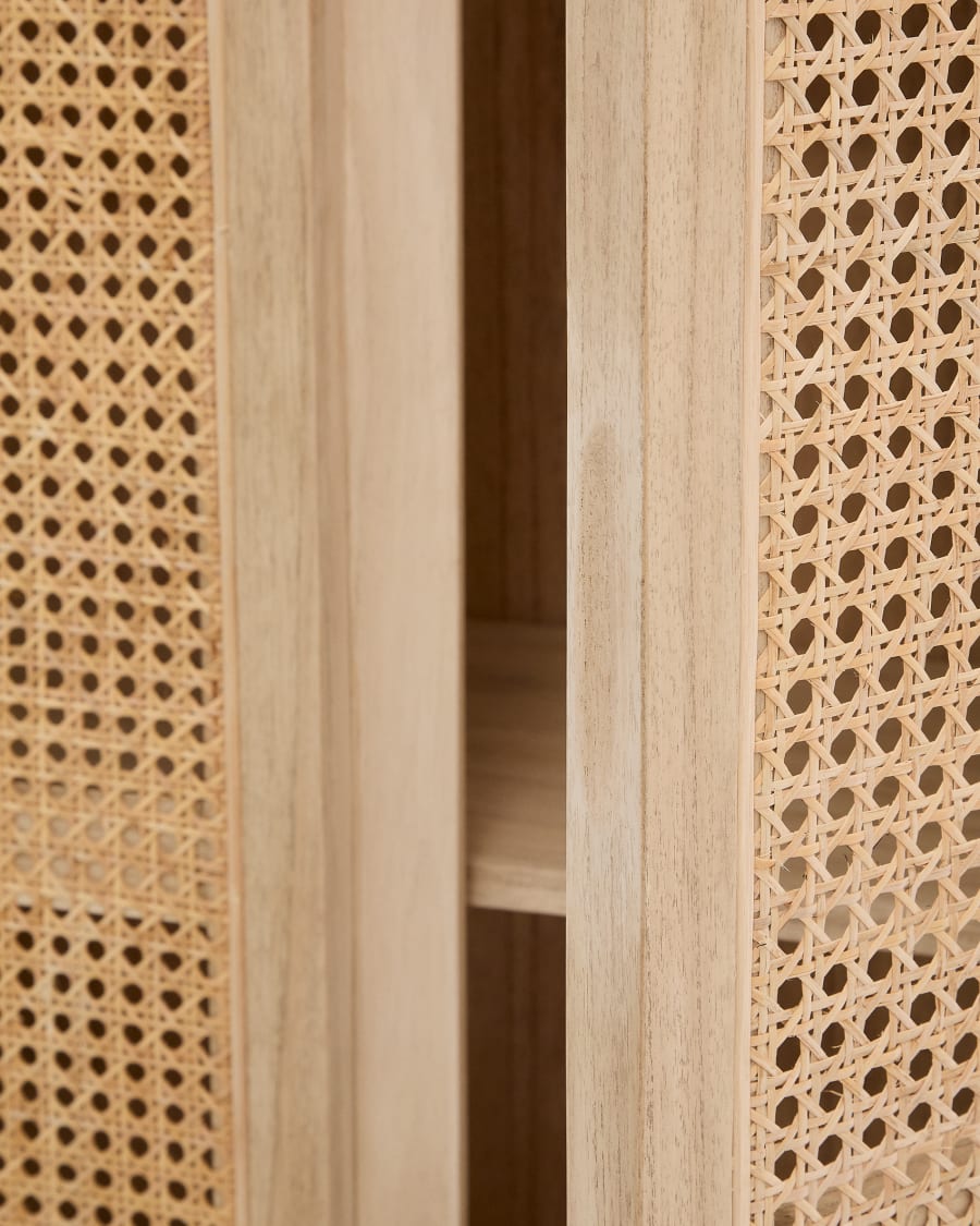 Rexit solid mindi wood and veneer wardrobe with rattan 90 x 160 cm