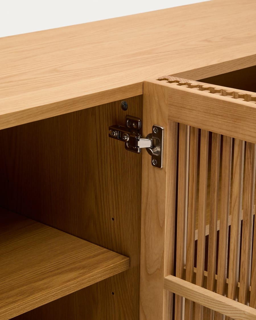 Beyla solid oak and oak veneer 4 door sideboard 180 x 71.5 cm FSC 100%