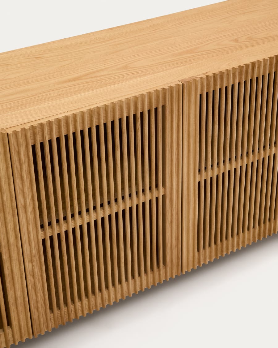 Beyla solid oak and oak veneer 4 door sideboard 180 x 71.5 cm FSC 100%
