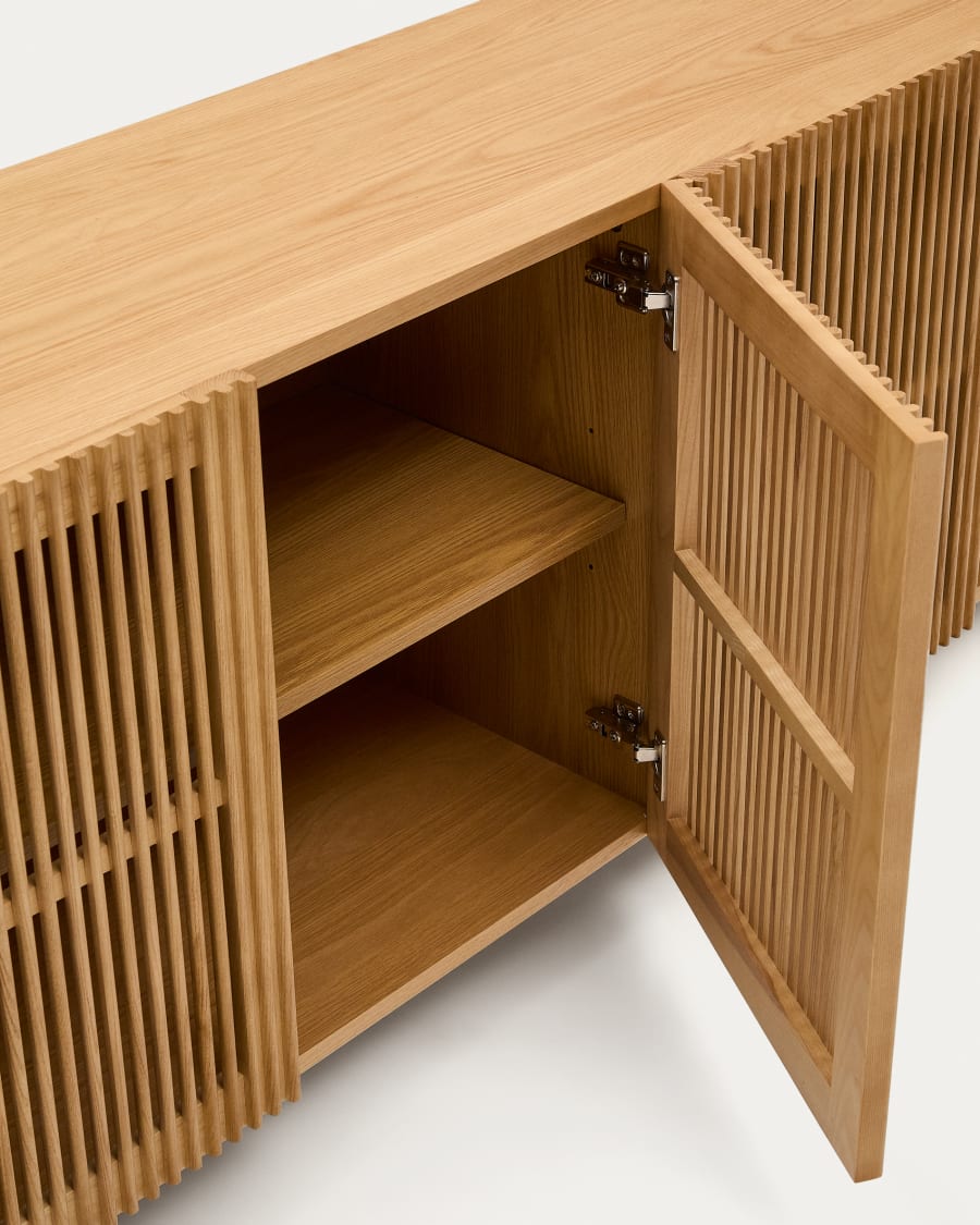 Beyla solid oak and oak veneer 4 door sideboard 180 x 71.5 cm FSC 100%