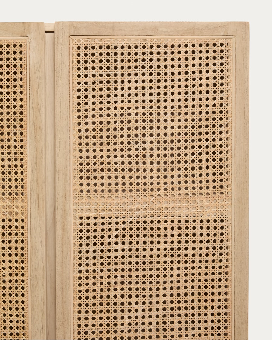 Rexit solid mindi wood and veneer wardrobe with rattan 90 x 160 cm