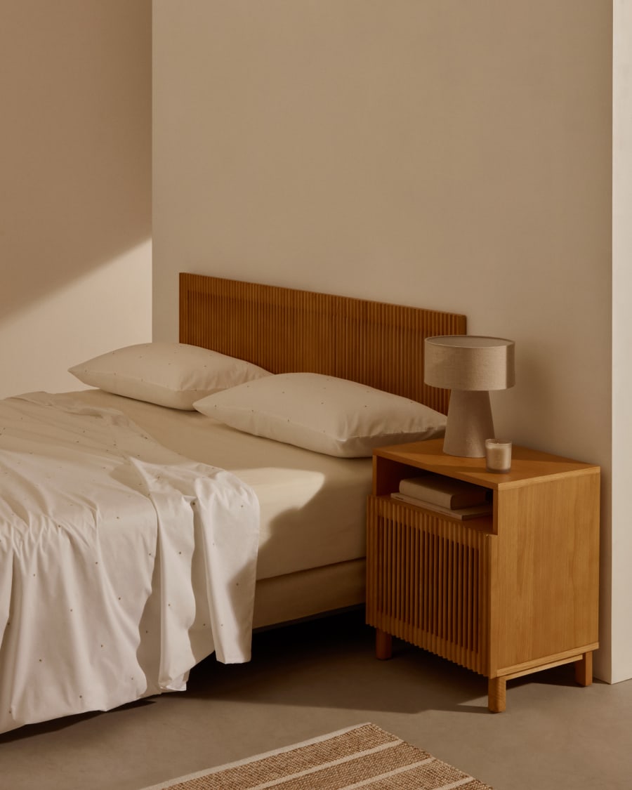 Beyla bedside table in solid oak wood and oak veneer 53 x 62cm FSC 100%