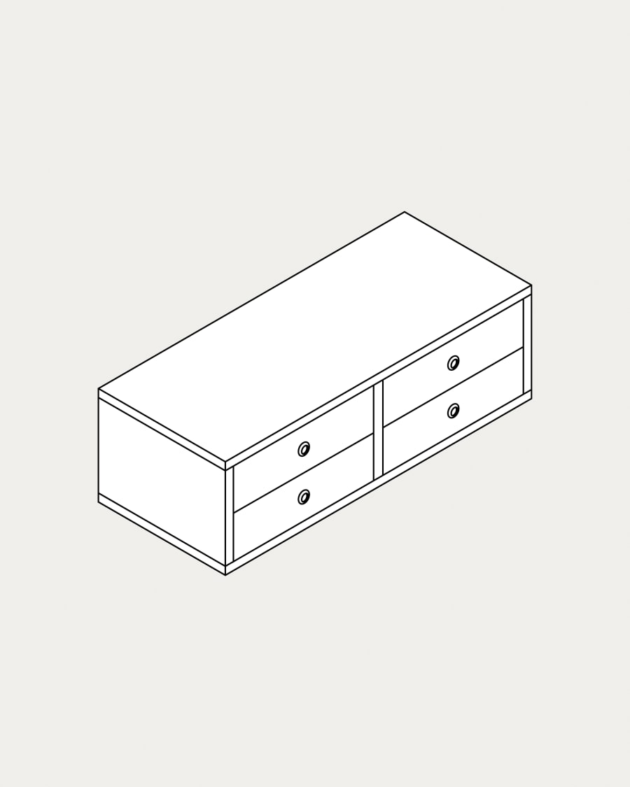 Doppelter Schubladenelement Krea stehend 2 Reihen 4 Schubladen 380x1032-1183 mm