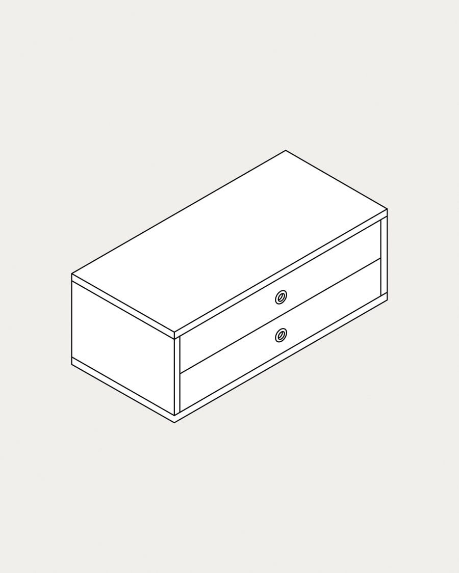 Doppelter Schubladenelement Krea stehend 2 Reihen 2 Schubladen 380x348-423 mm
