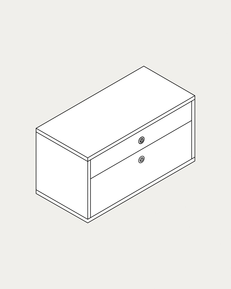 Cassettiera doppia Krea pavimento 2 file 2 cassetti 540x576-727 mm