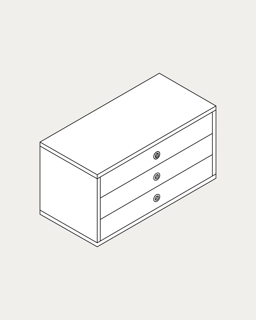 Cassettiera tripla Krea sospesa 3 file 3 cassetti 540x576-727 mm