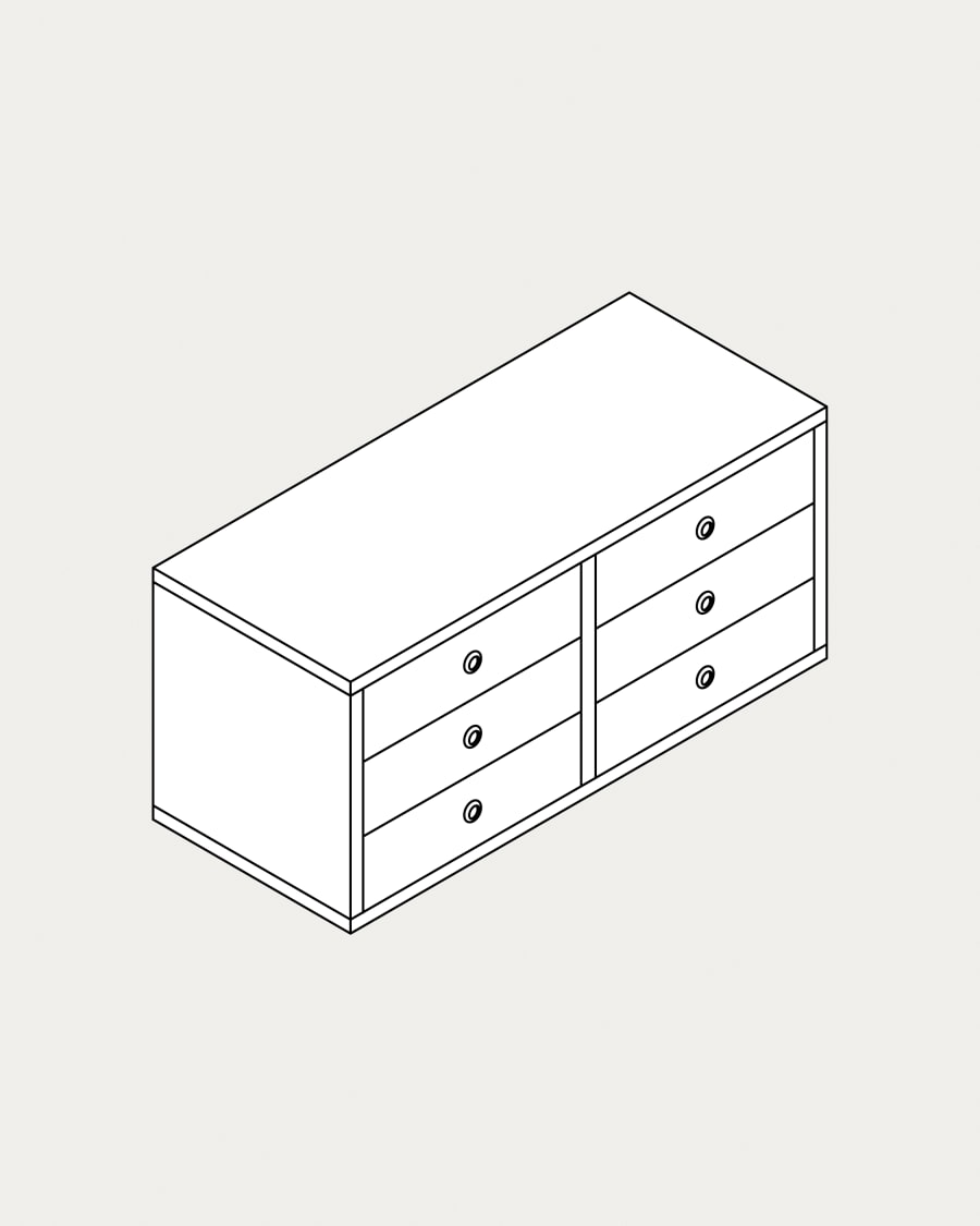 Dreifacher Schubladenelement Krea hängend 3 Reihen 6 Schubladen 540x1032-1183 mm