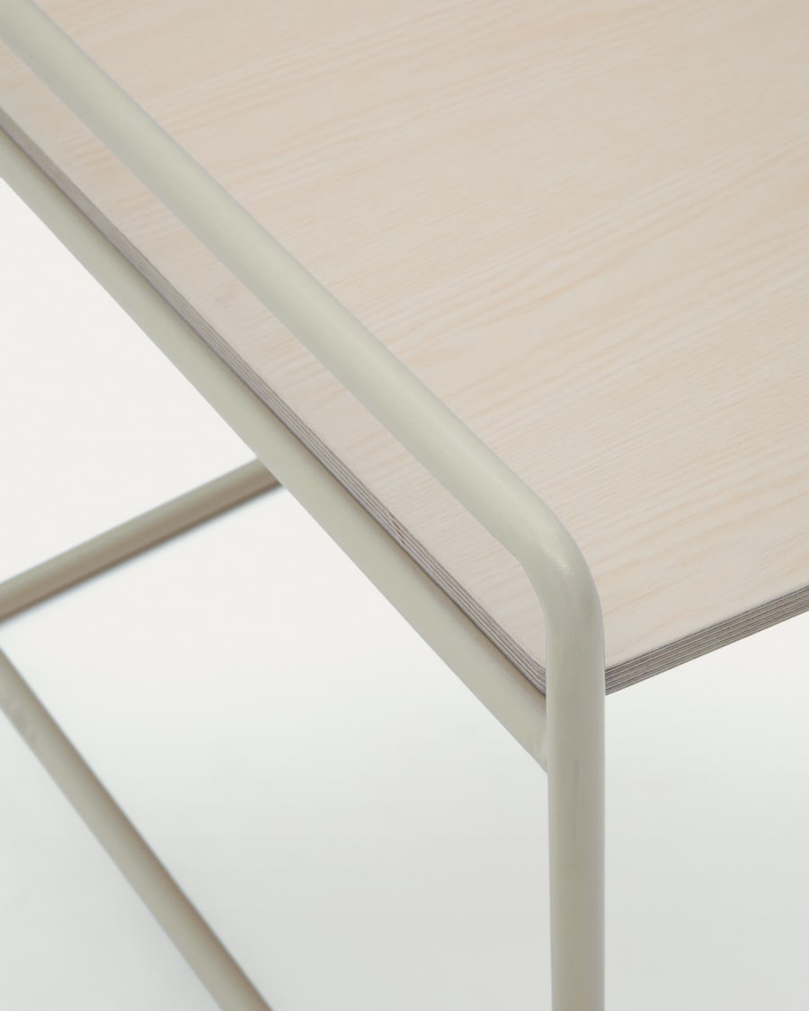 Tinn ash veneer desk with a beige metal structure, 82 x 45 cm