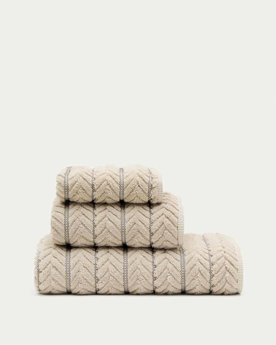 Rune 100 cotton beige jacquard bath towel 70 x 140 cm Kave Home Portugal
