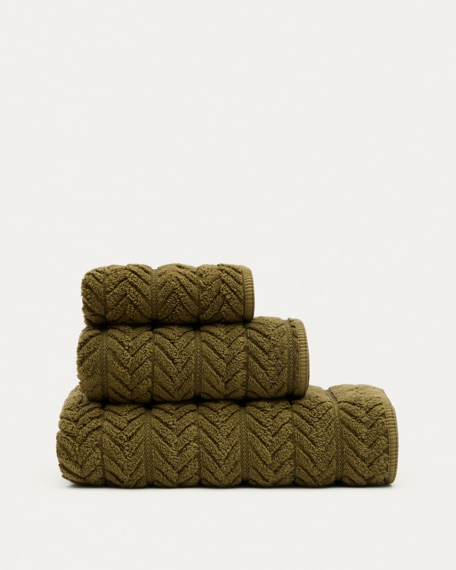 Rune 100 cotton green jacquard bath towel 70 x 140 cm Kave Home Italy