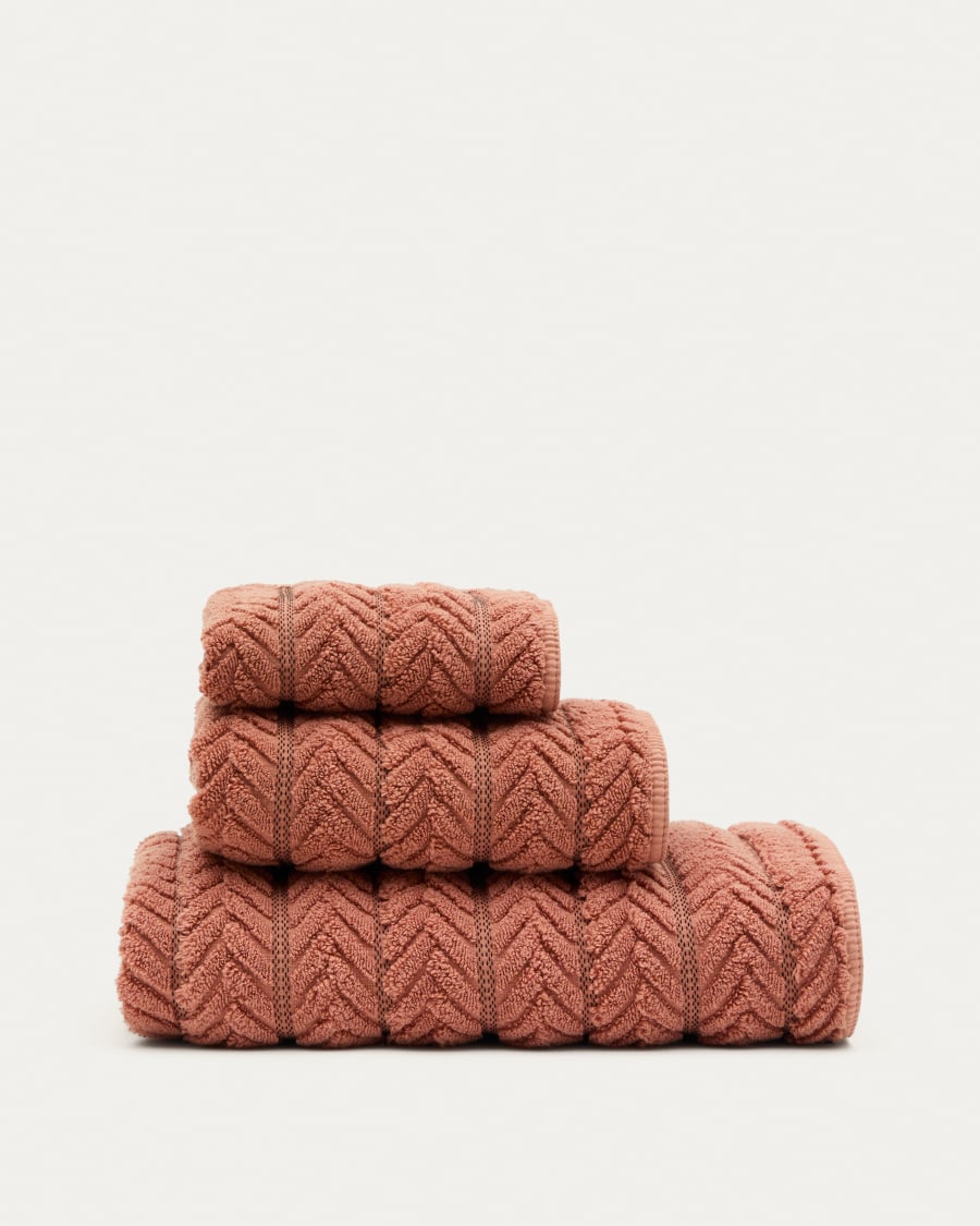 Rune 100 cotton terracotta jacquard bath towel 70 x 140 cm Kave Home International