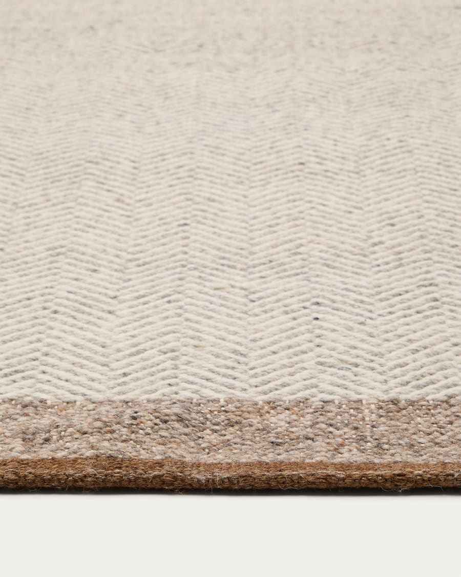 Nifelia beige wool jacquard rug, 200 x 300 cm