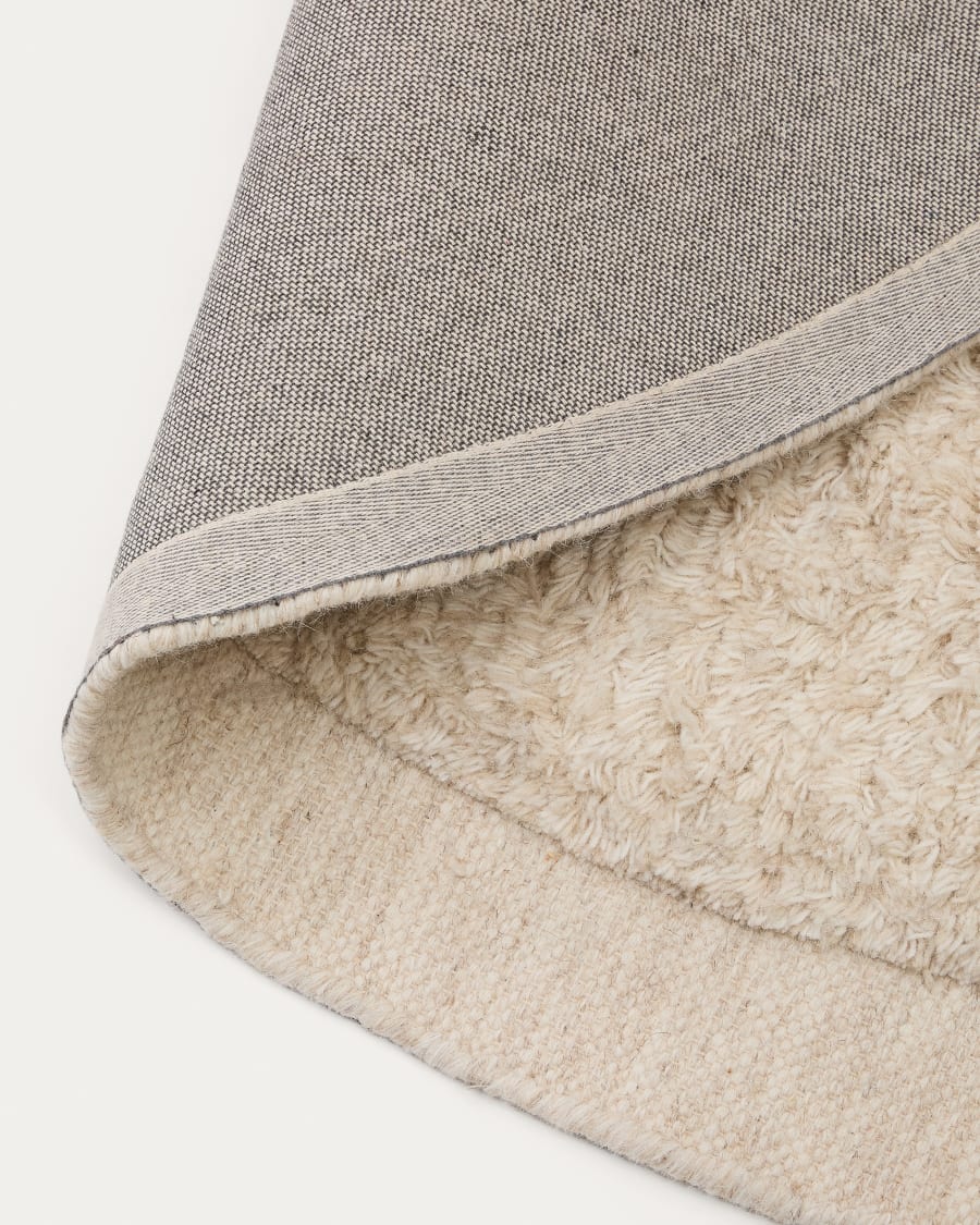 Marely round, white, wool rug, Ø 200 cm