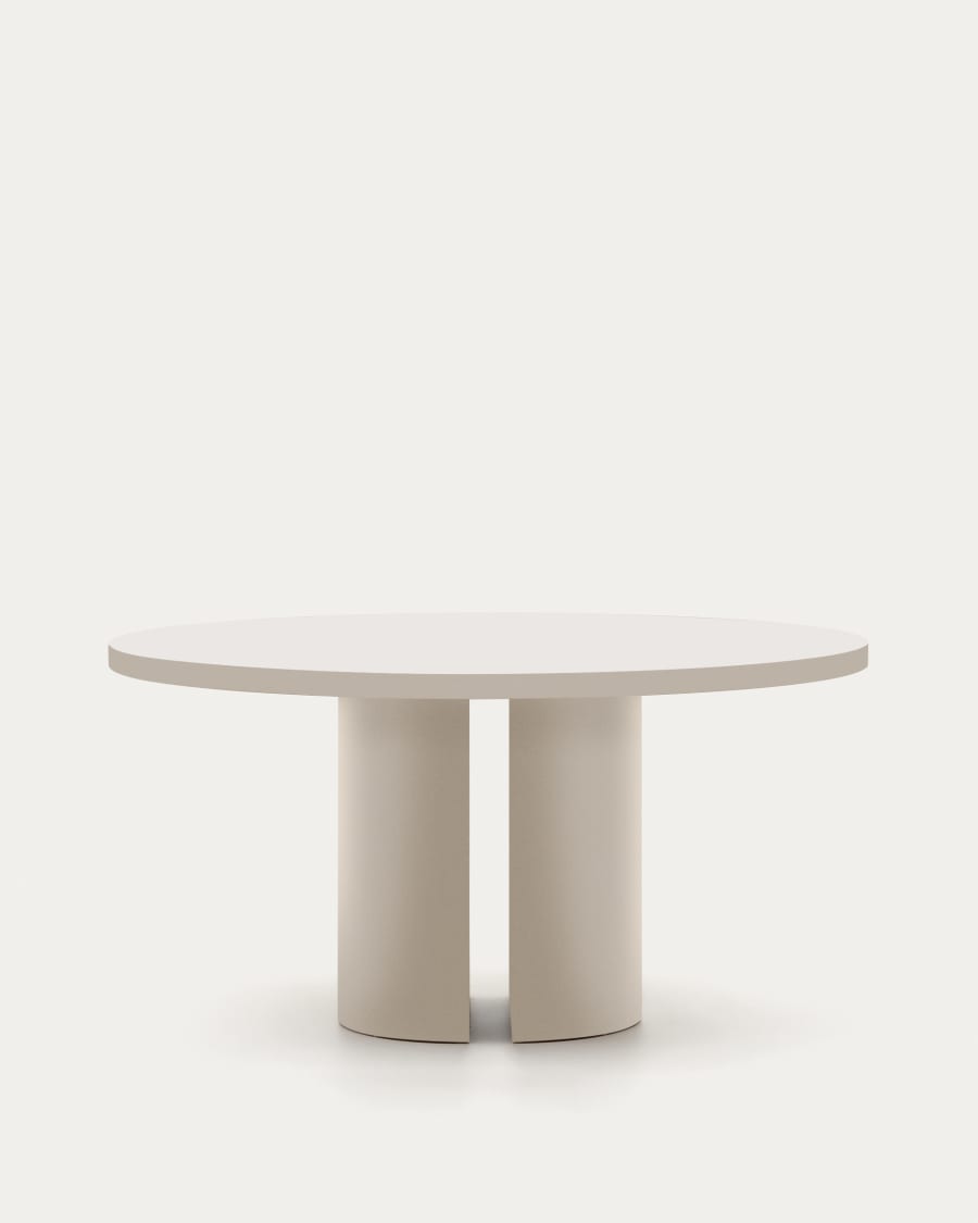 Nealy round table in lacquered MDF in an ecru finish, Ø 150 cm